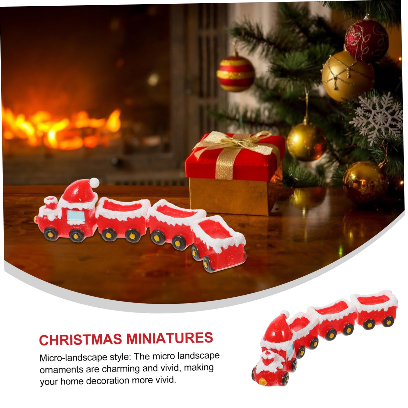 OUNONA 5 Set Ornamenti Del Treno Di Natale Villaggio Cervo Decorazioni Natalizie Per La Casa Delle Bambole Articoli Natalizi Miniature Natività Figurina Scena Nozze Carino Figurine Resina