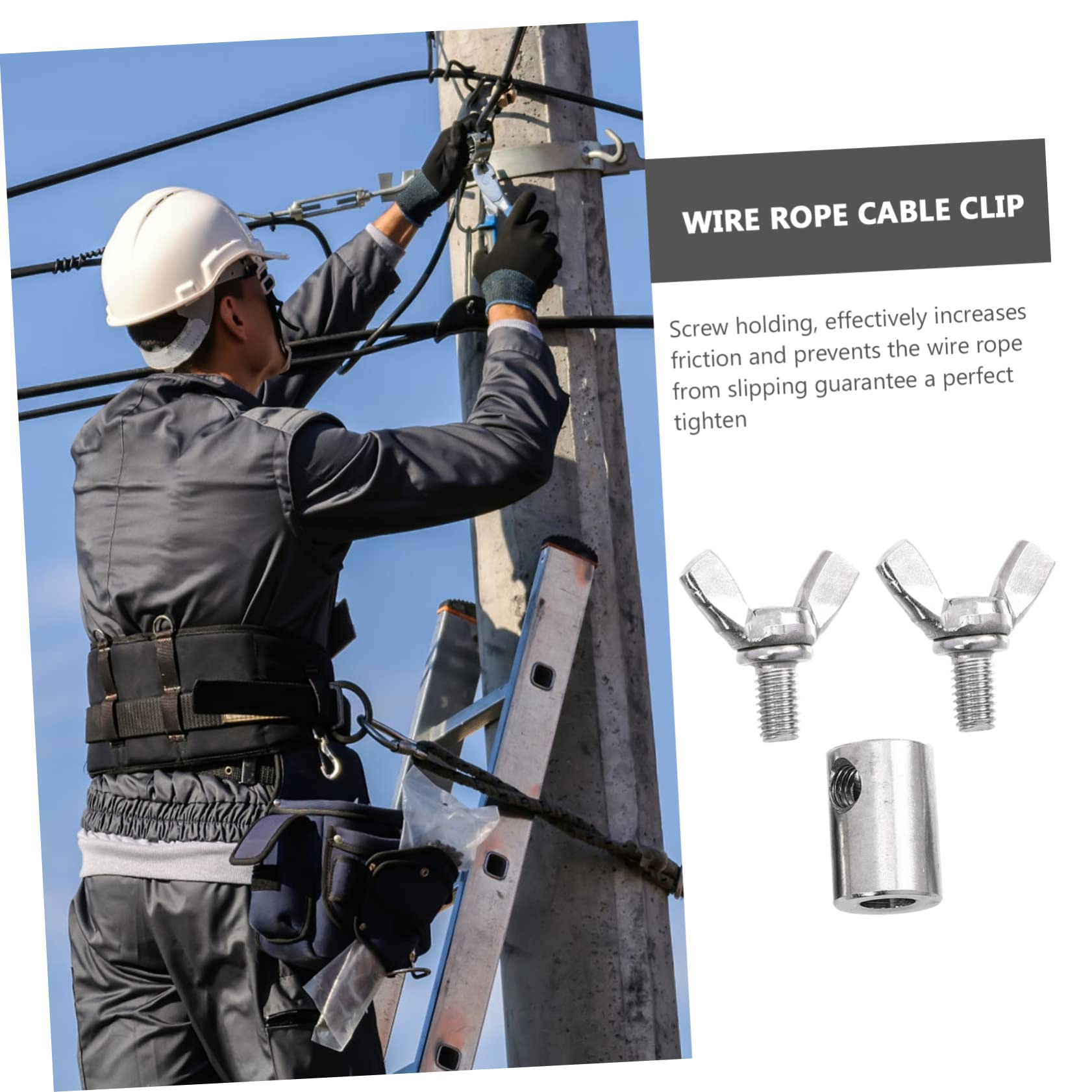 PRETYZOOM 4pcs Wire Rope Butterfly Buckle Cable Clamp Set Stainless Rope Fasteners for Construction Marine