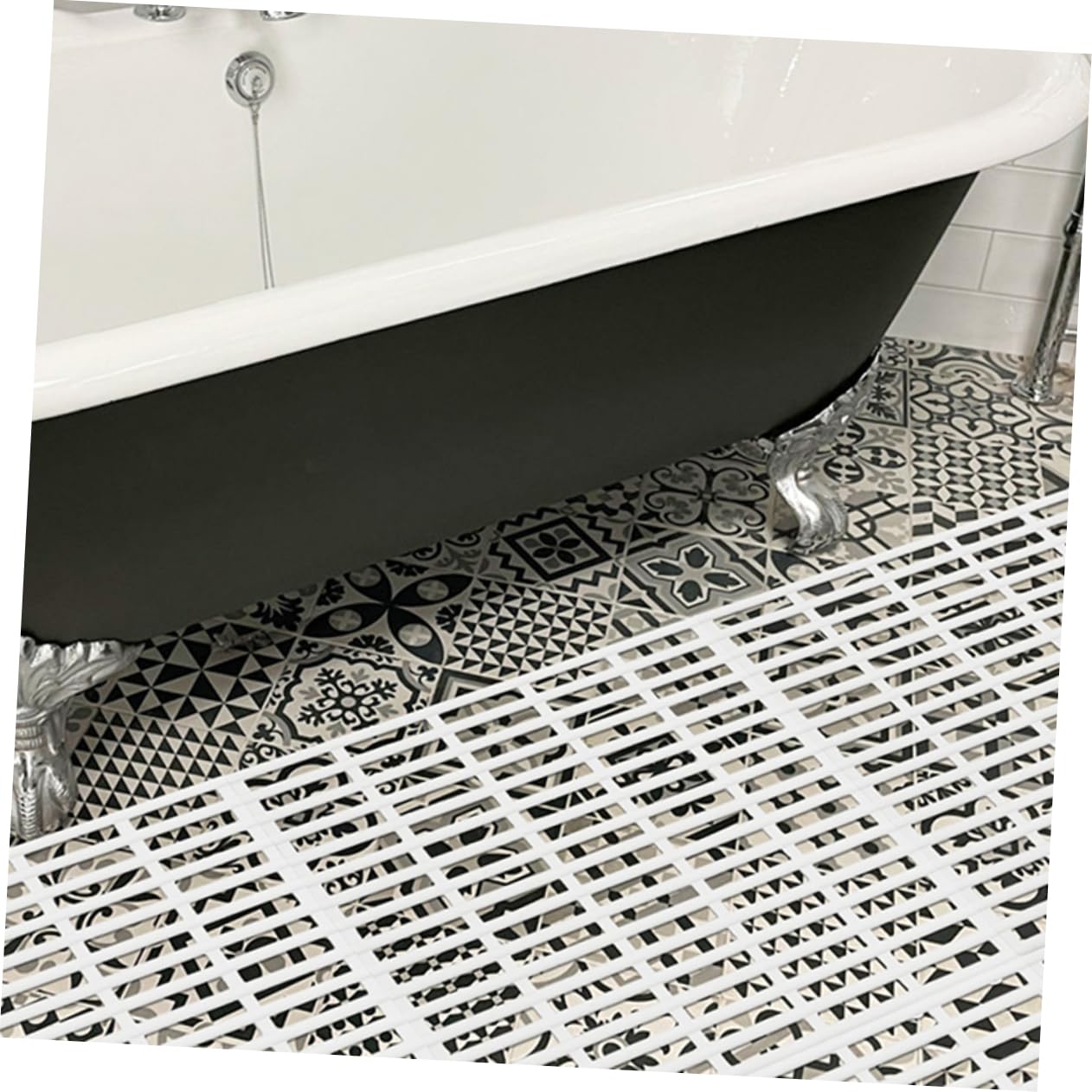 Tappetino Antiscivolo per Bagno in Tpe Bianco 4 Pezzi Quadrato