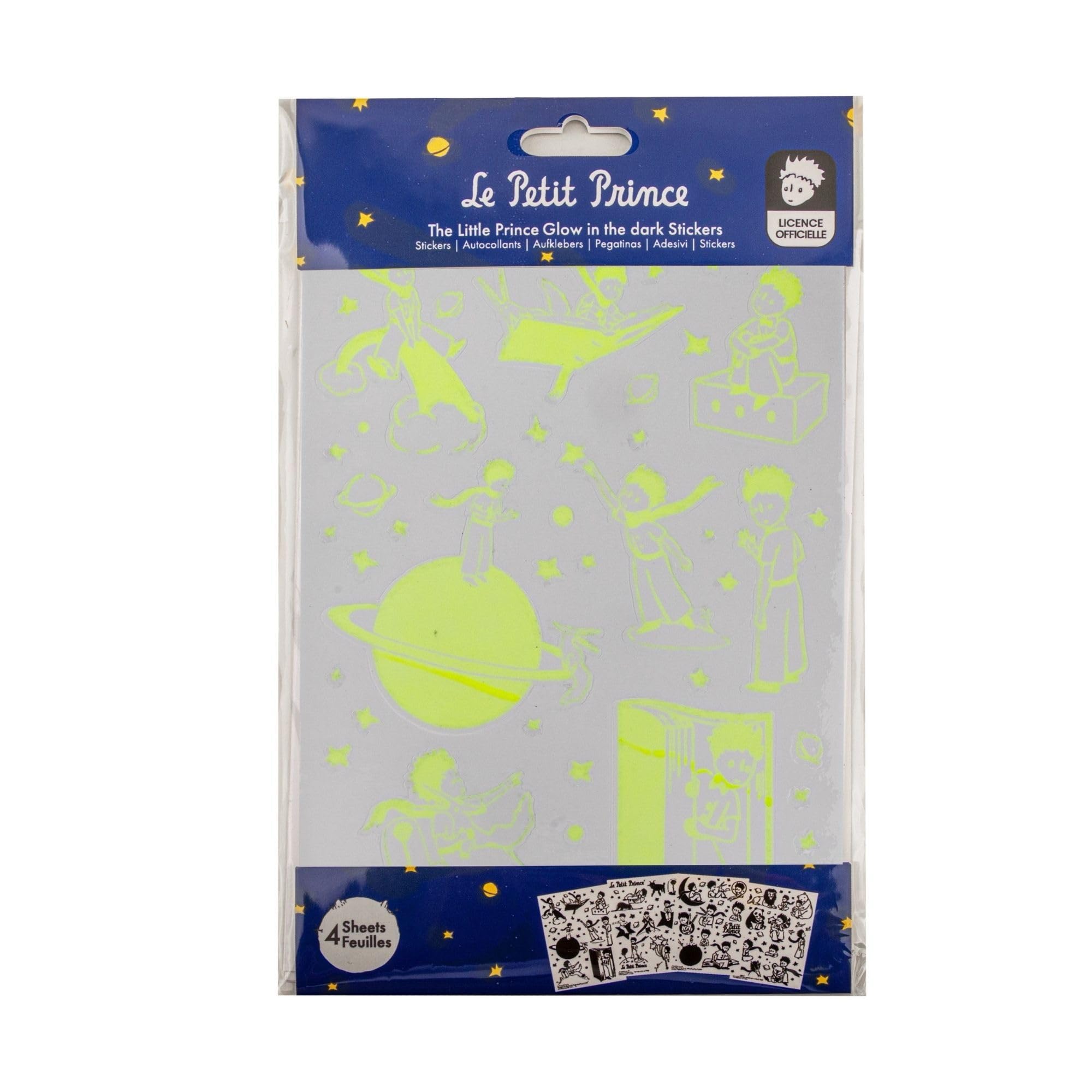 Cinereplicas Le Petit Prince – Set d’Autocollants Phosphorescents – 152 Stickers – Pour carnets, ordinateurs, murs, plafonds – Licence Officielle