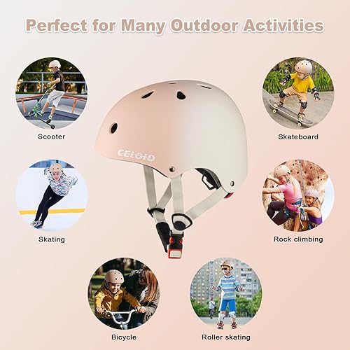 Miniatura 73 de Casco de bicicleta para niños, cascos de patineta para niños de 2 a 3 a 5 a 8 a 14 años, ajustable, multideporte, bicicleta, patinaje, fútbol, Negro