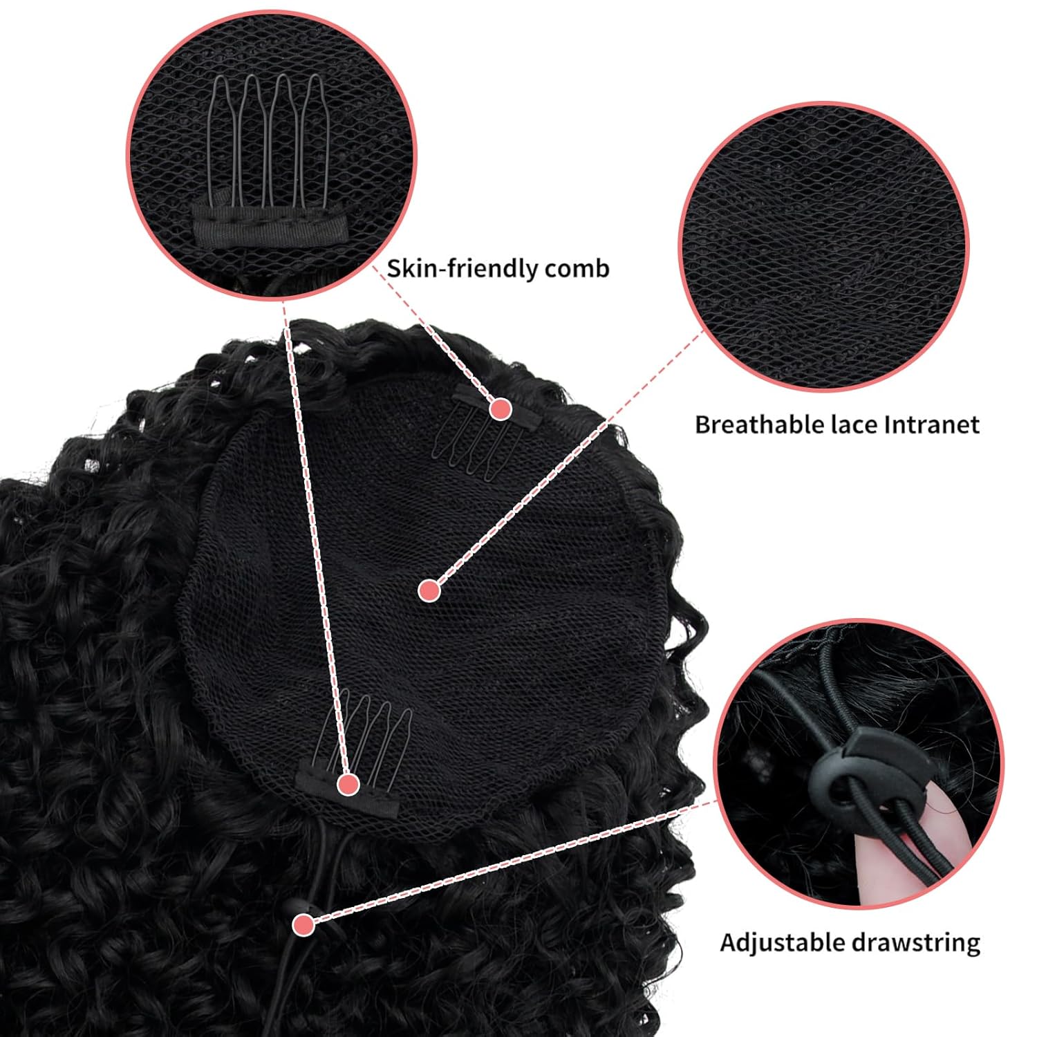 Drawstring Ponytail Extension Kinky Curly Ponytail Hair for Women Fluffy Short Afro Curly Pony Tails Hair Extensions Synthetic Hairpiece for Daily Use 12 Inch - Image 4