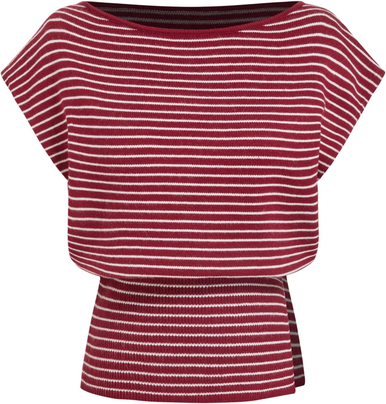CIDER Womens Sweater Vest Striped Boat Neck Cap Sleeve Split Hem Fall Tank Tops Casual Outfits