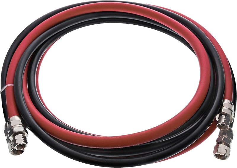 Master Elite Series 12 Foot Air and Fluid Hose Assembly Set with Fittings for Spray Guns, Paint Pressure Pot Tanks, Professional Heavy Duty - Air 3/8" NPS, 5/16" ID & Fluid Hose 1/4" NPS, 1/4" ID
