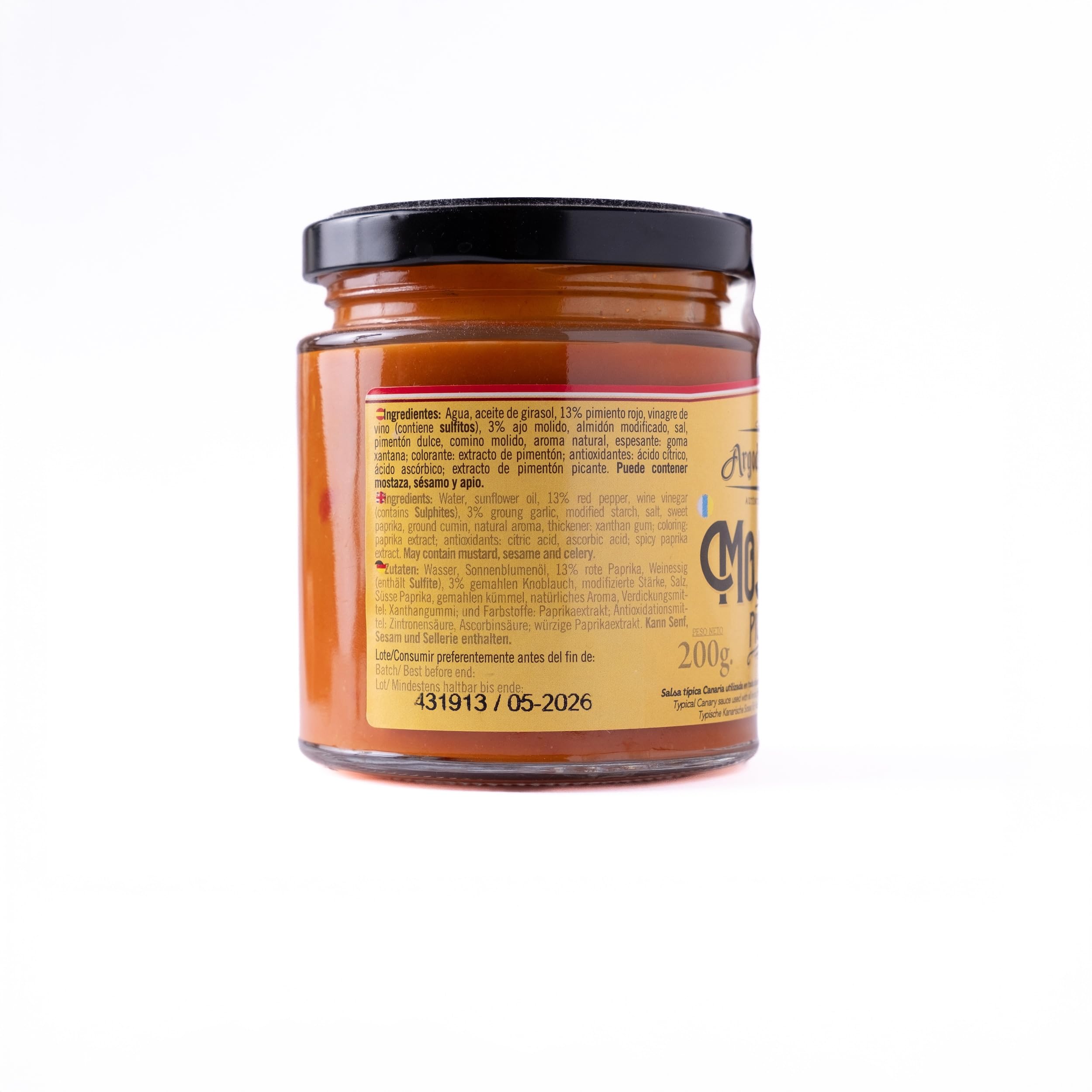 Argodey Fortaleza Mojo Rojo Picante 200g - Autentica Salsa Canaria para Untar