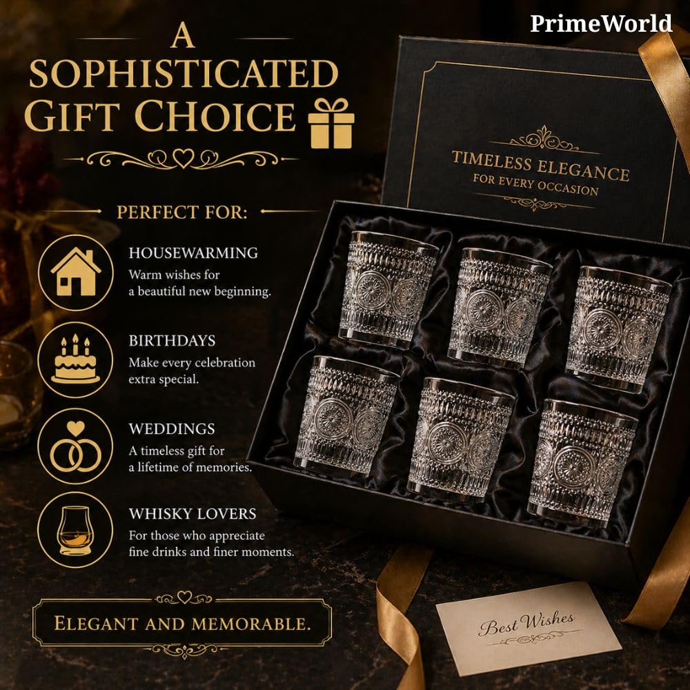 Crystal Whiskey Glasses - Set of 6 -8 Crystal Whiskey Glasses - Set of 6 -8