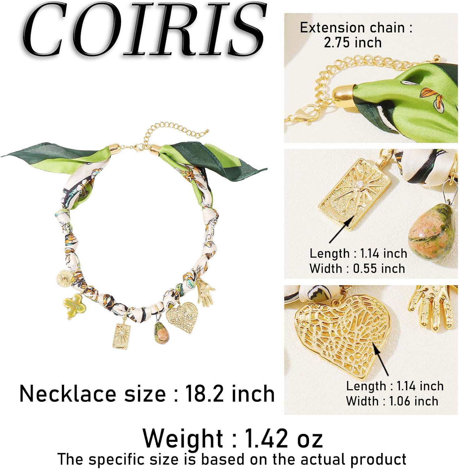 Coiris Charm Scarf Necklace for Women Boho Fabric Bandana Choker Vintage Heart Predent Beach Necklace for Women