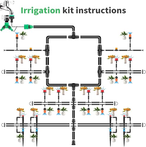 Forever Speed 315 Pcs Irrigation System Kit Garden Watering System,60 m + 15 m Irrigation Pipes,Drip Irrigation System Automatic Irrigation System for Greenhouse, Yard, Lawn, Plant - 4