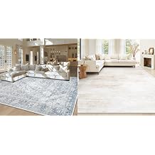 Tosuoka Blue 9x12 Vintage Rug + Beige 8x10 Abstract Rug