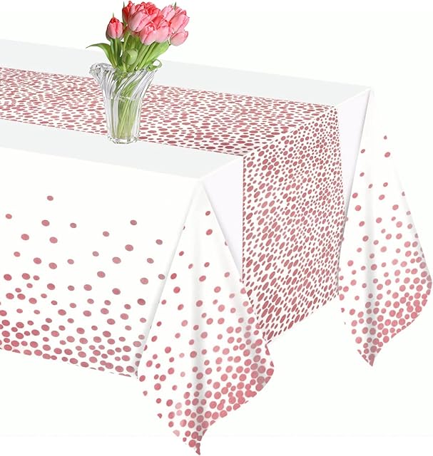 Dololoo Rose Tablecloth 54x108 inch (137x274cm) Party Supplies, Rectangular Black Gold Table Cover for Picnic, Baby Shower, Halloween, Christmas, Birthday, Wedding, Oktoberfest Decorations