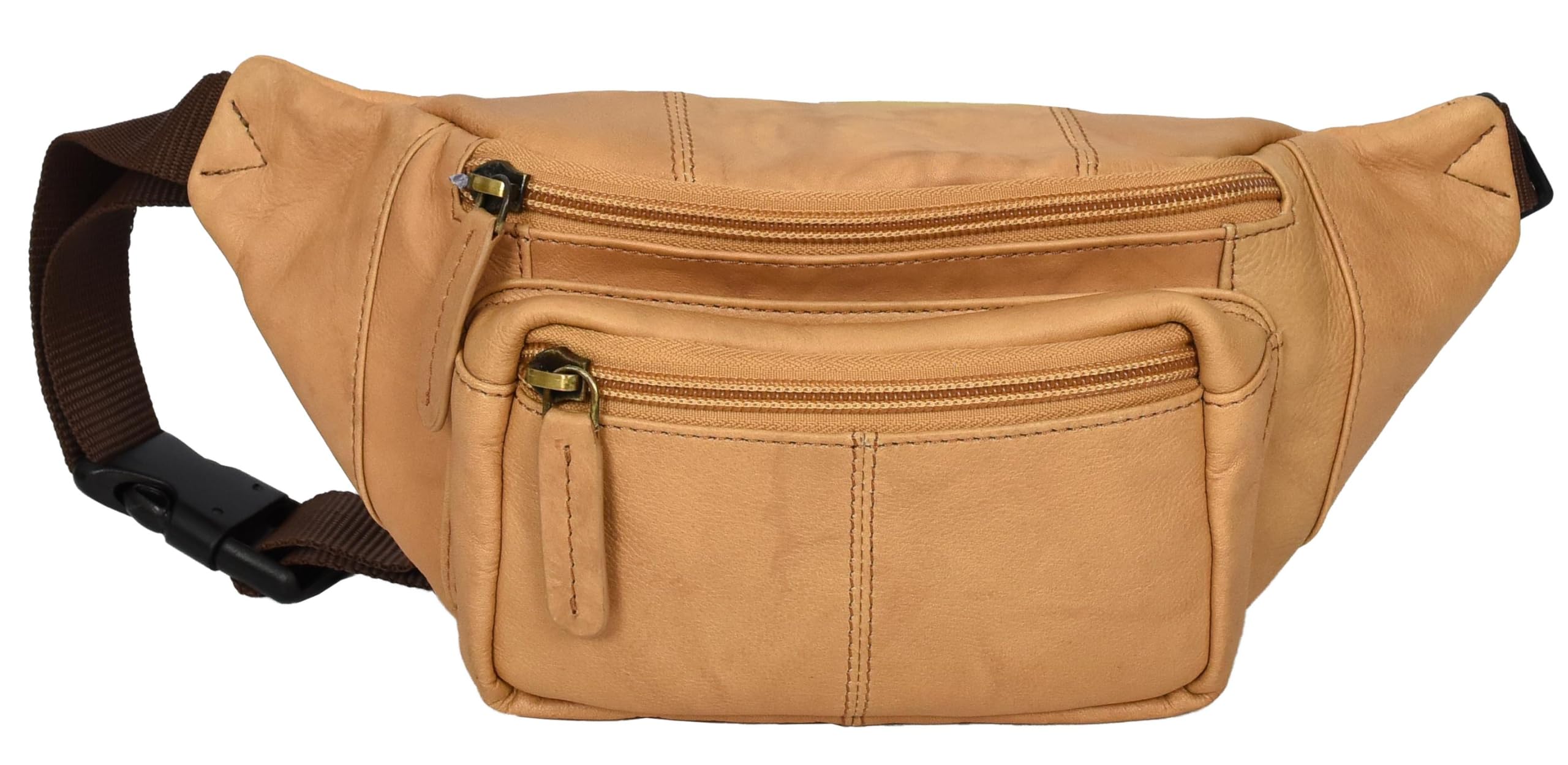 Genuine Leather Waist Bum Bag Compact Travel Organiser Pouch Turner (Sand)