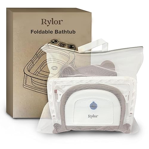 Miniatura 4 de Rylor Baby Bathtub for Newborns & Infants 0-12 Months - Foldable, Compact, Non-Slip Bath Tub with Adjustable Cushion - Safe & Comfortable Bath Seat