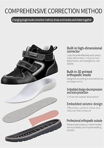 Miniatura 6 de Zapatos ortopédicos para niños pequeños, tenis correctivos de alta calidad para niños y niñas con soporte de arco y tobillo, suela antideslizante