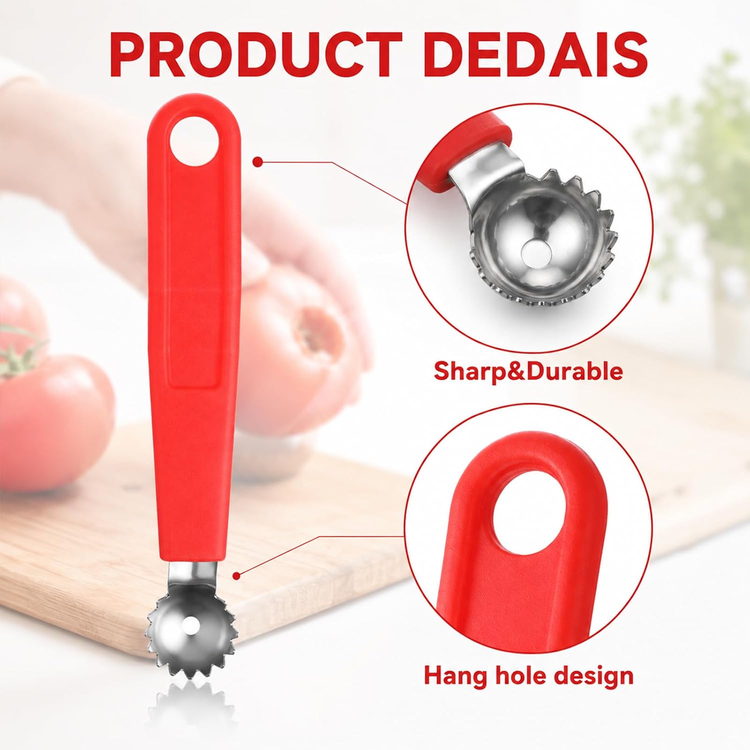 5 Pack Tomato Corer Tool, Strawberry Huller Stem Remover