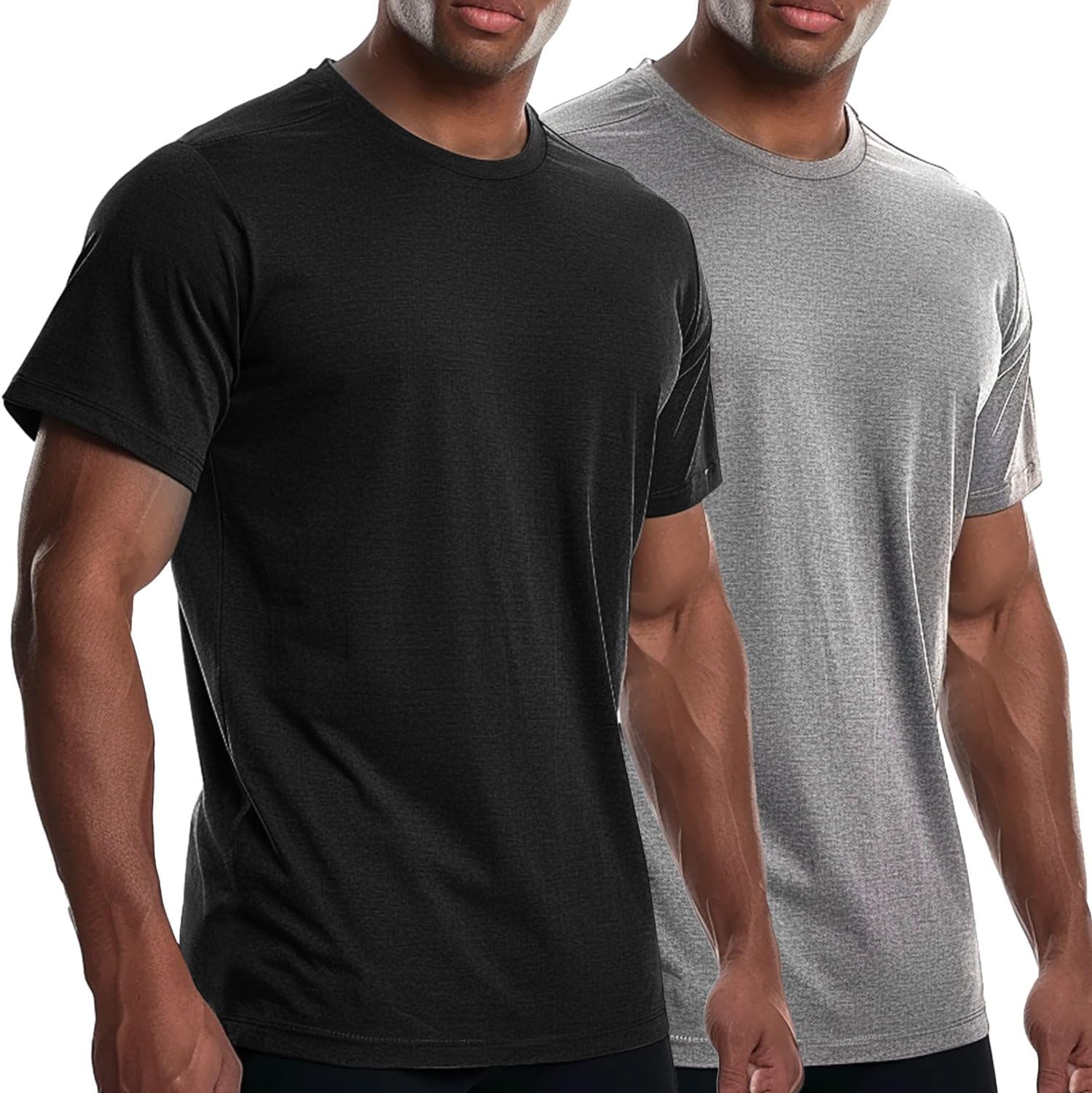 Men's Cooling Workout Shirts Bamboo Viscose Anti Odor Moisture Wicking Athletic Short Sleeve Lightweight Loose Gym Tee