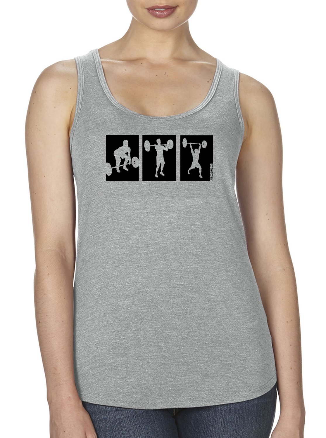 Débardeur fitness femme emom Clean & Jerk dos nageur gris clair L