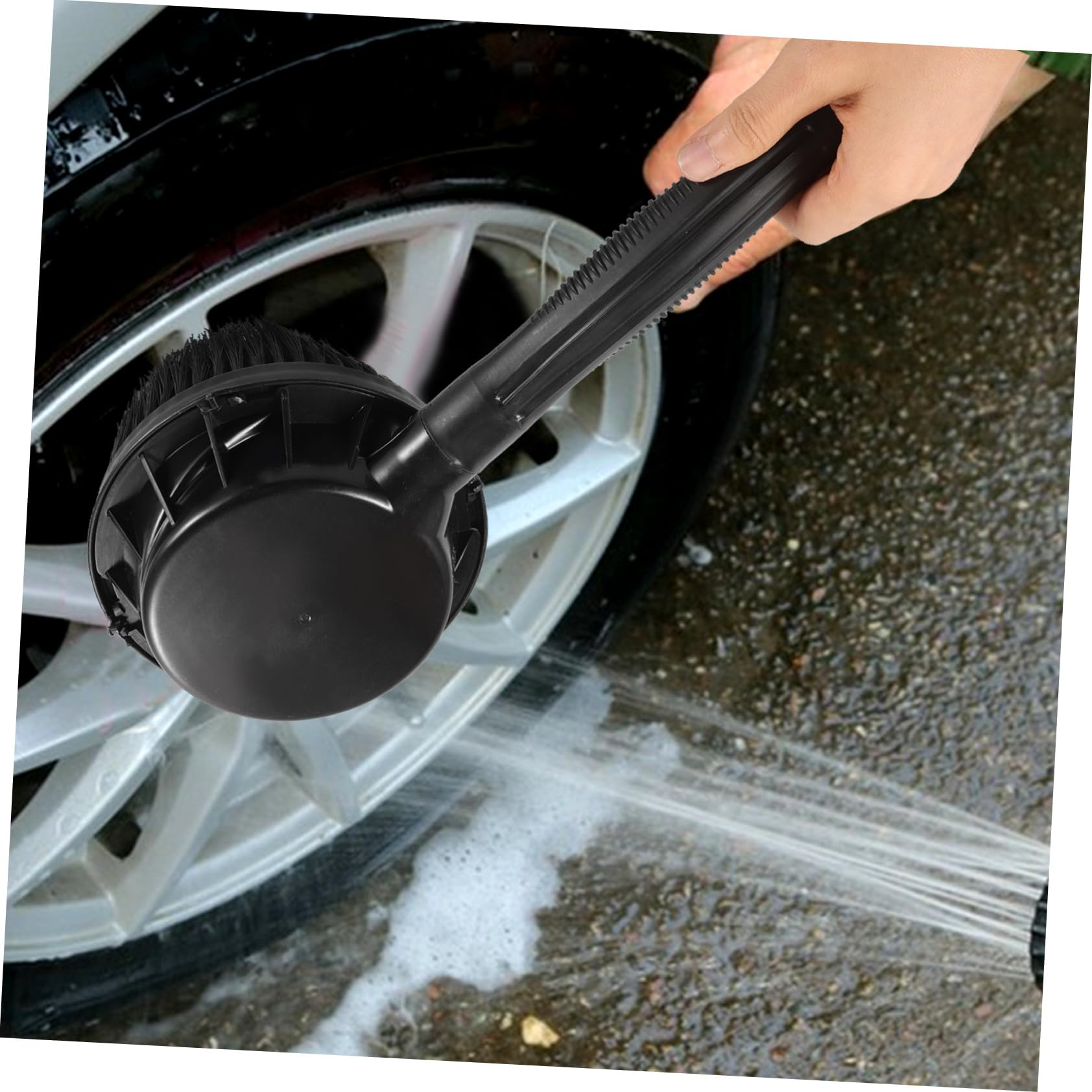 Cabilock Spazzola per Lavaggio Auto e Cerchi, Rotante, ABS Nero | Accessorio per Lavaggio ad Alta Pressione, Raggiunge Spazi Stretti, Pulizia Efficiente su Cerchi e Pneumatici