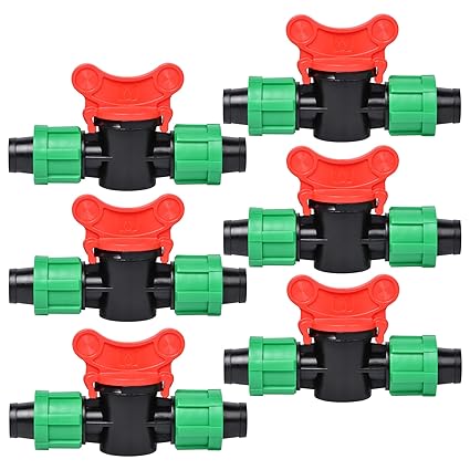 Supkiir 6 Pieces Drip Irrigation Shut-Off Valve 1/2 Inch Universal Drip Irrigation Tubing Coupling Valve