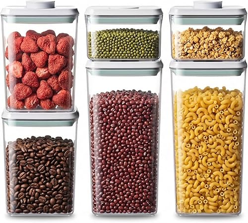 Miniatura 6 de Recipientes herméticos de almacenamiento de alimentos con tapas, recipientes apilables para organización de despensa de cocina, ideales para Gris,