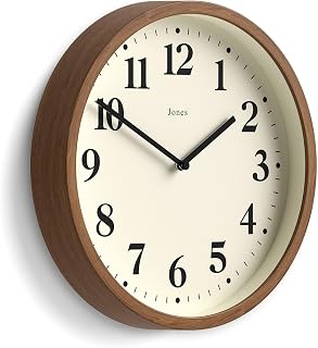 JONES CLOCKS® Lodge wall Clock | Small Modern Clock 10" | Dark Faux Wood