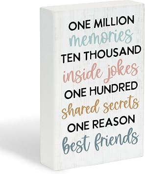 Simply Said, INC Friendship Small Talk Rectangles Sign, One Million Memories, One Reason Best Friends, 3.5 x 5.25 inch Wood Plaque, Made in USA
