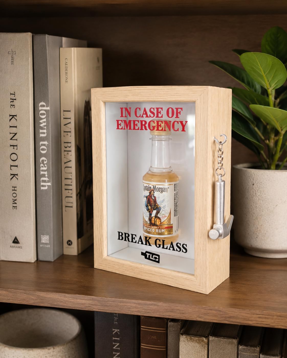 in Case of Emergency Break Glass - Deluxe 3D Display Box for Miniature Liquor Bottle, Real Glass Front (Nature) image 2