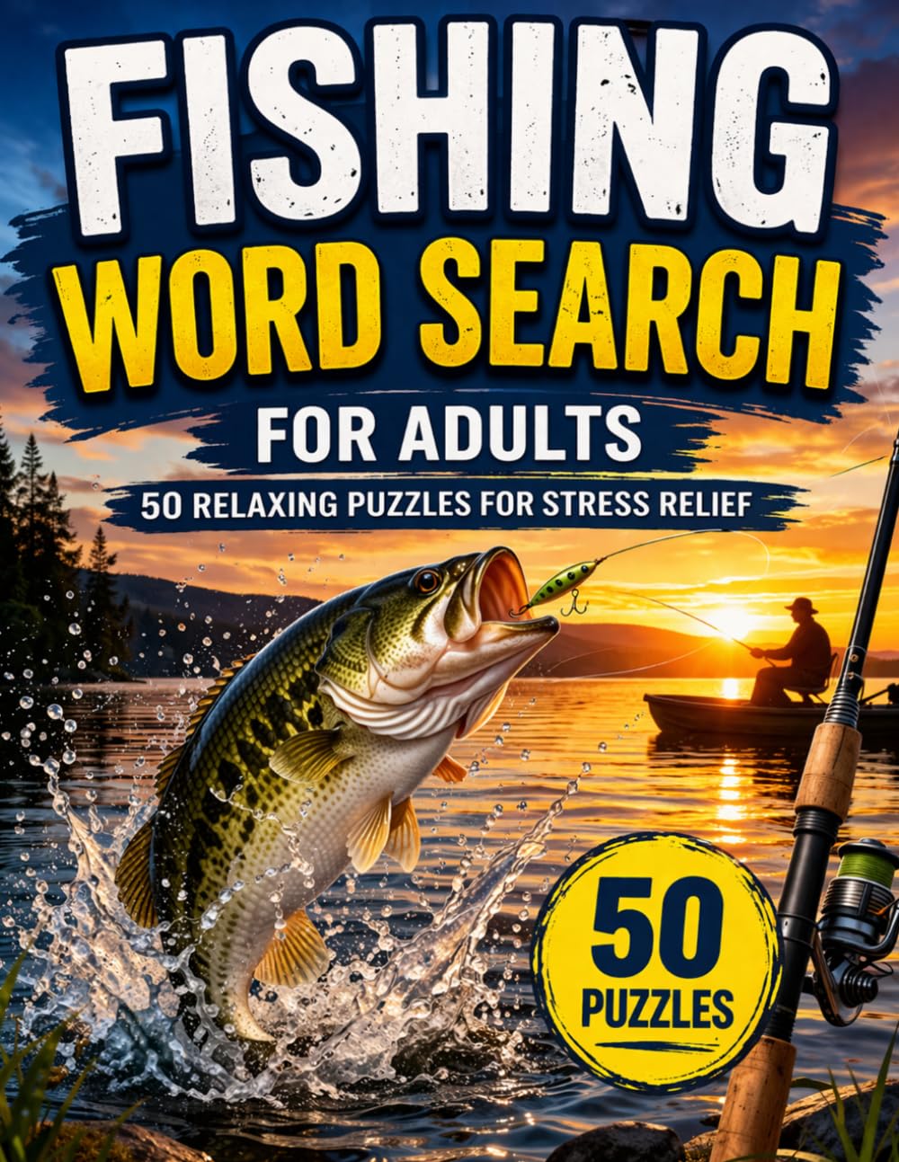 Fishing Word Search for Adults: 50 Easy & Relaxing Puzzles to Unwind, Reduce Stress & Enjoy Your Favorite Hobby