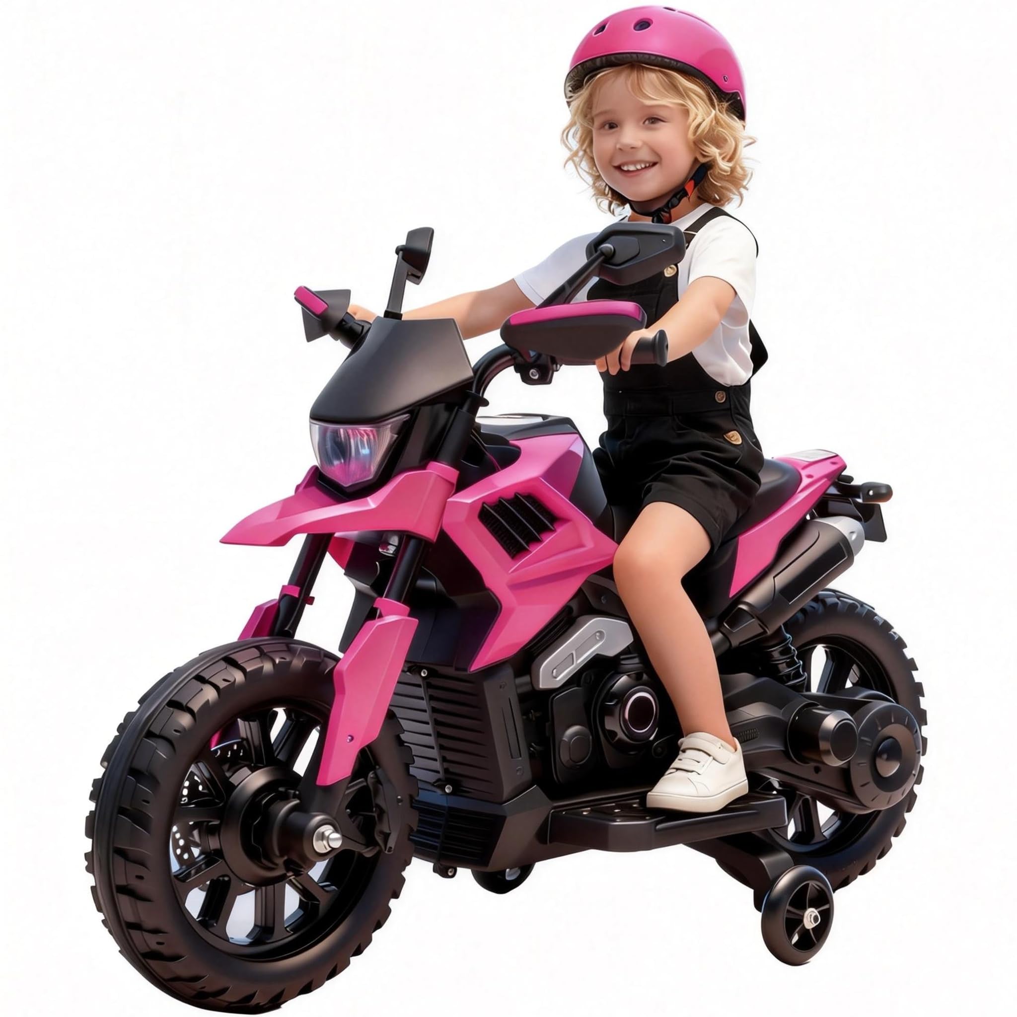 Kids Motorcycle, 6v Ride on Motorcycle w/Training Wheels, Headlight & Music. 2-5Mph Speed, Great Gift for Kids Boys & Girls