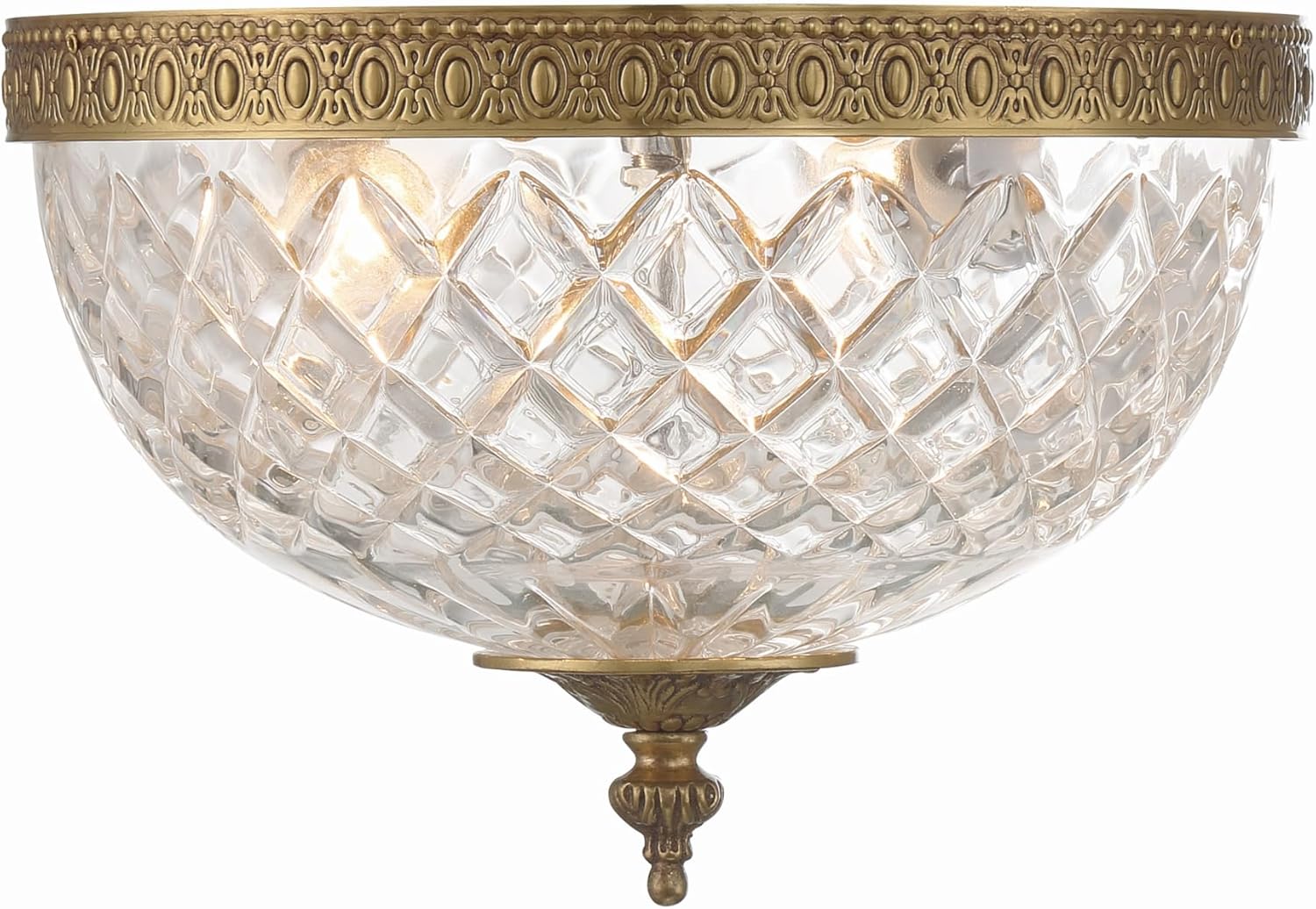 Crystorama 2 Light Olde Brass Crystal Flush Mount