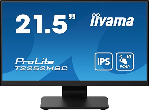 Iiyama 22w LCD 21.5 (54.5 cm) Pcap 10-Punkt MultI-ToucH-Monitor Mit EdgE-TO-EdgE-GlaS-Design, IPS-PaneL-Technology Und AntI-GlarE-Beschichtung(T225)