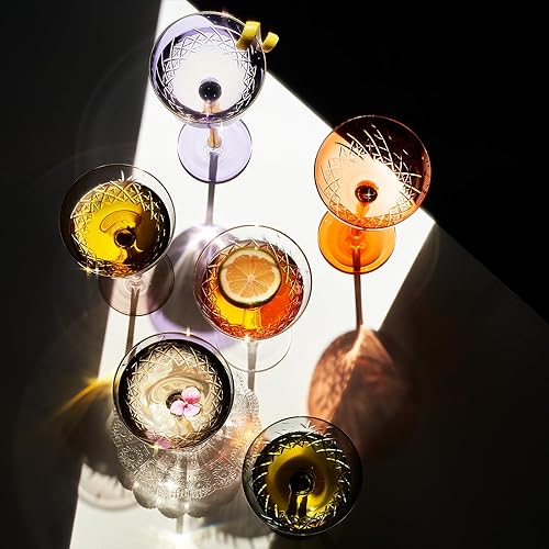 Miniatura 3 de Cupé Art Deco vintage para champán, martini, cócteles, juego de 2, cristalería clásica de cóctel de 7 onzas, Manhattan, cosmopolita, sidecar, copas