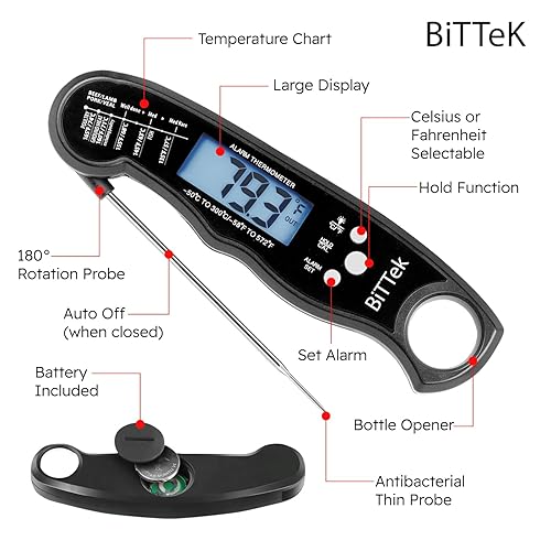 Miniatura 4 de Termómetro de carne de doble sonda de lectura instantánea para cocinar, termómetro digital rápido y preciso para alimentos, luz de fondo, magnético