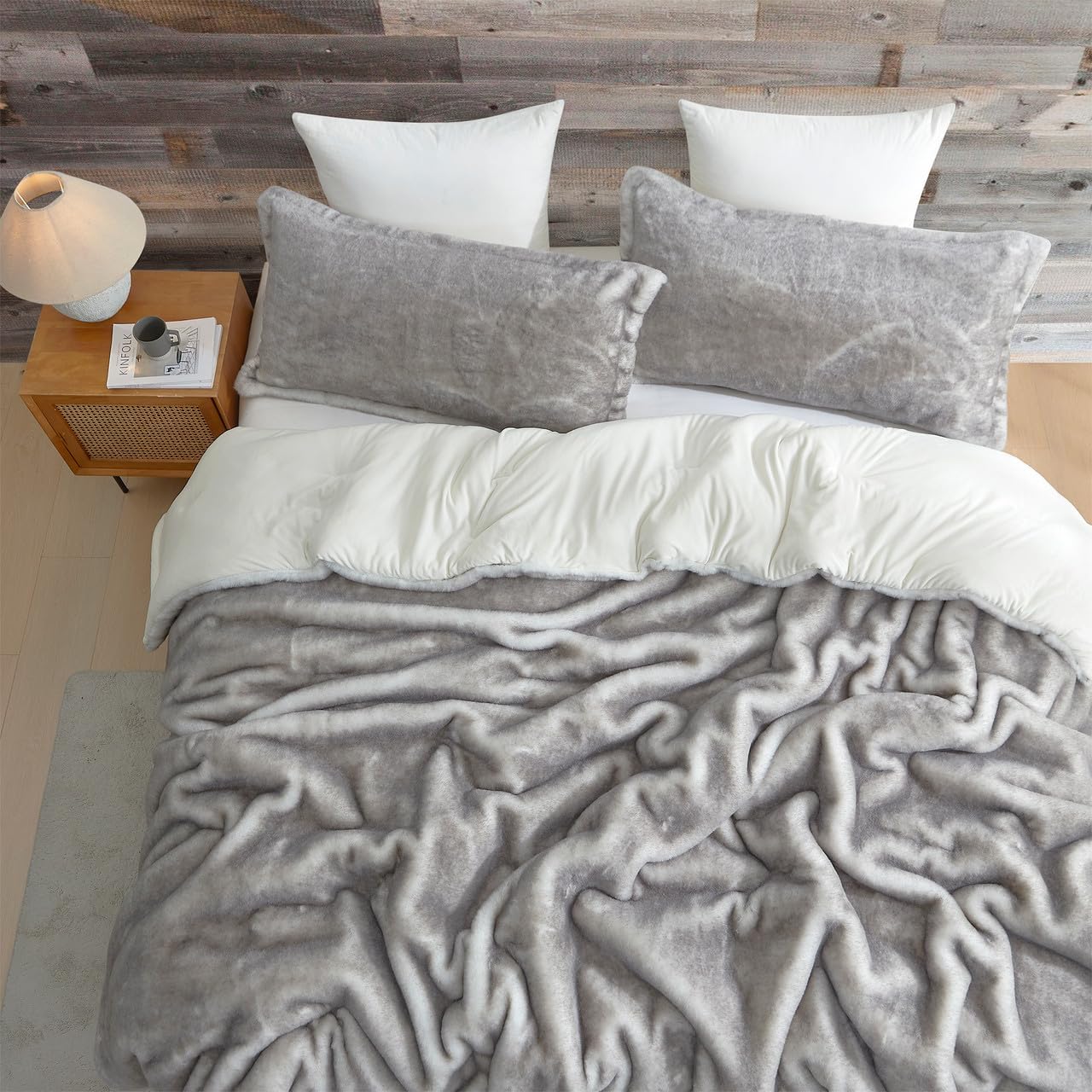 Byourbed Fox in The Coconut Tree - Coma Inducer® Oversized Queen Comforter Set - Frosty Gray Coconut