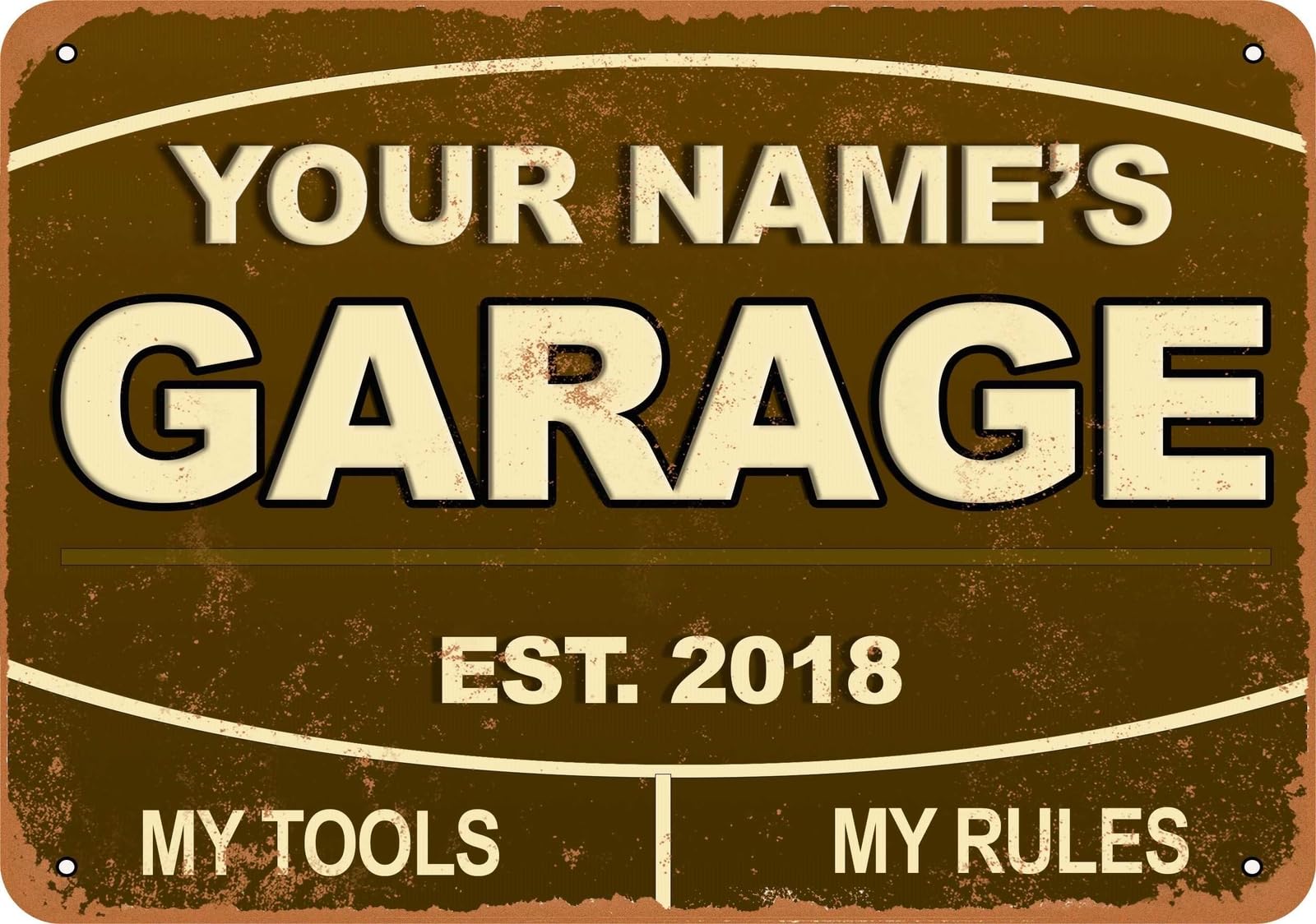 Miaomansenstore Metal Sign - Custom Your Name's Garage Your Custom Year - Vintage Look Home Decor