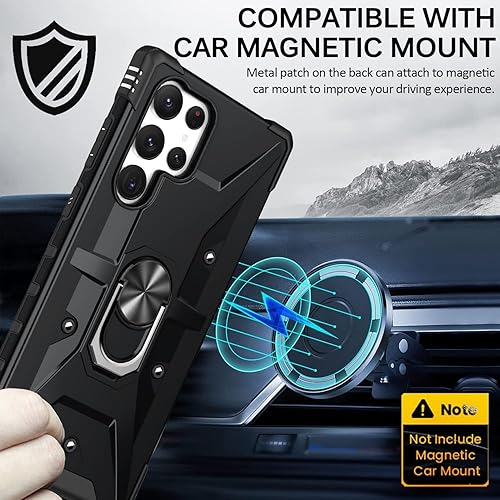 Miniatura 5 de Miimall Funda compatible con Samsung Galaxy S23 Ultra, funda S23 Ultra con soporte de anillo y soporte giratorio y funda antideslizante a prueba de