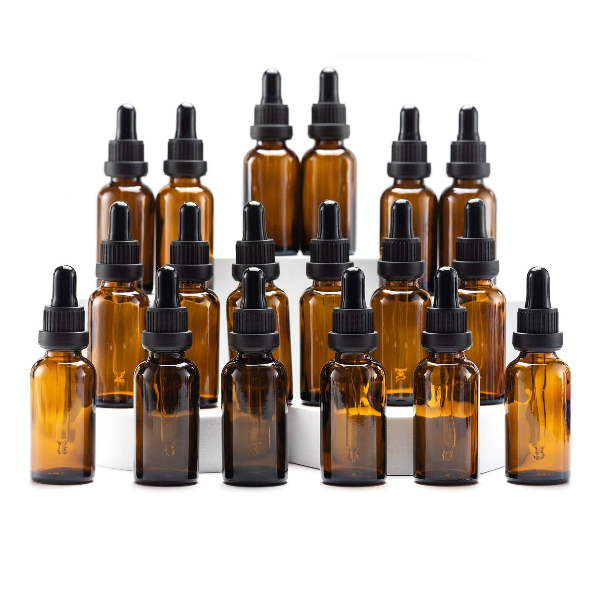 Bottiglie contagocce in vetro ambra 30ml con protezione UV per oli essenziali – Confezione da 6, pratiche per viaggi(Transparent,30ml-18)
