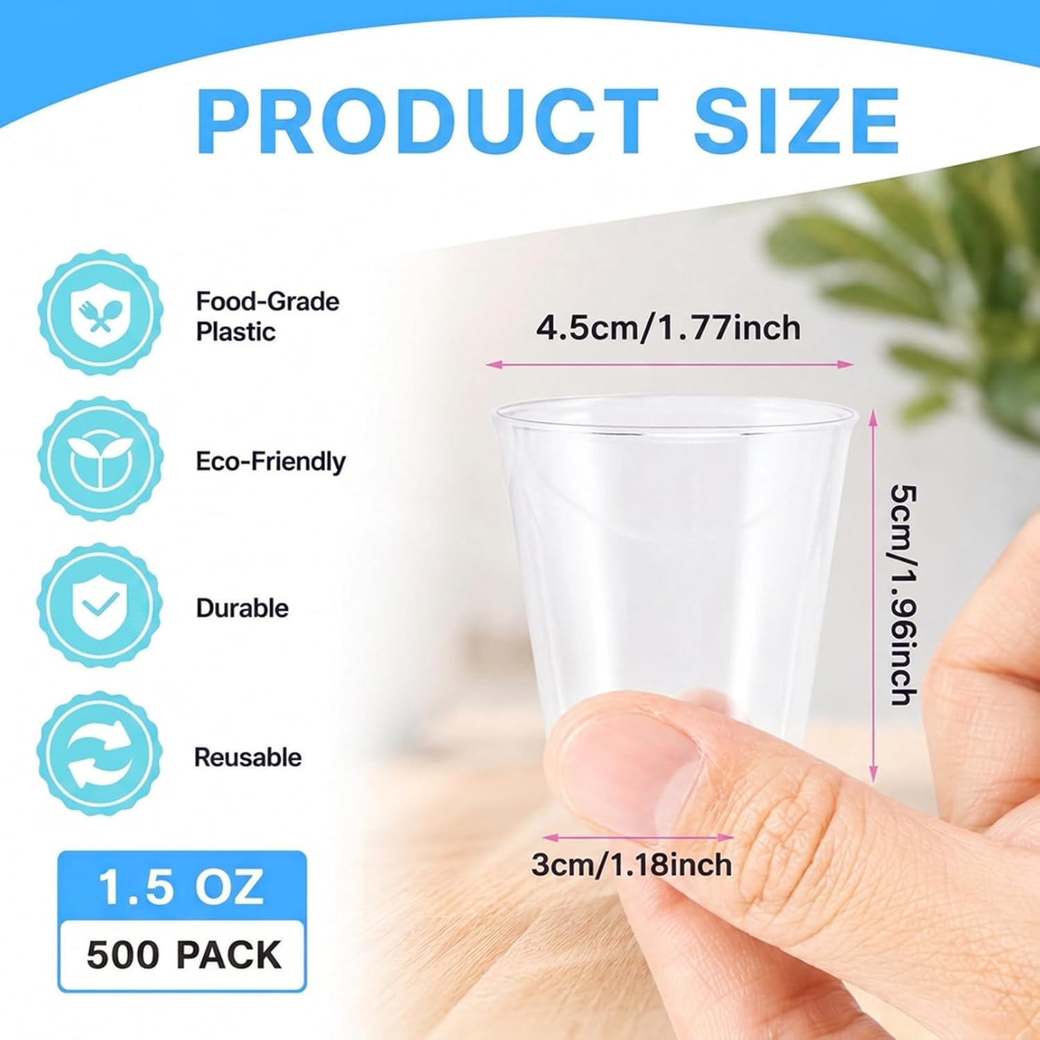 500 Pack 1.5oz Plastic Shot Glasses,Mini Disposable Cups