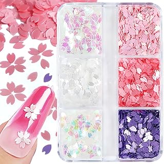 6 Colors 3D Cherry Blossom Petals Holographic Nail Glitter Sequins for Nail Art Design DIY Acrylic Nail Supplies Decoration Charms Women
