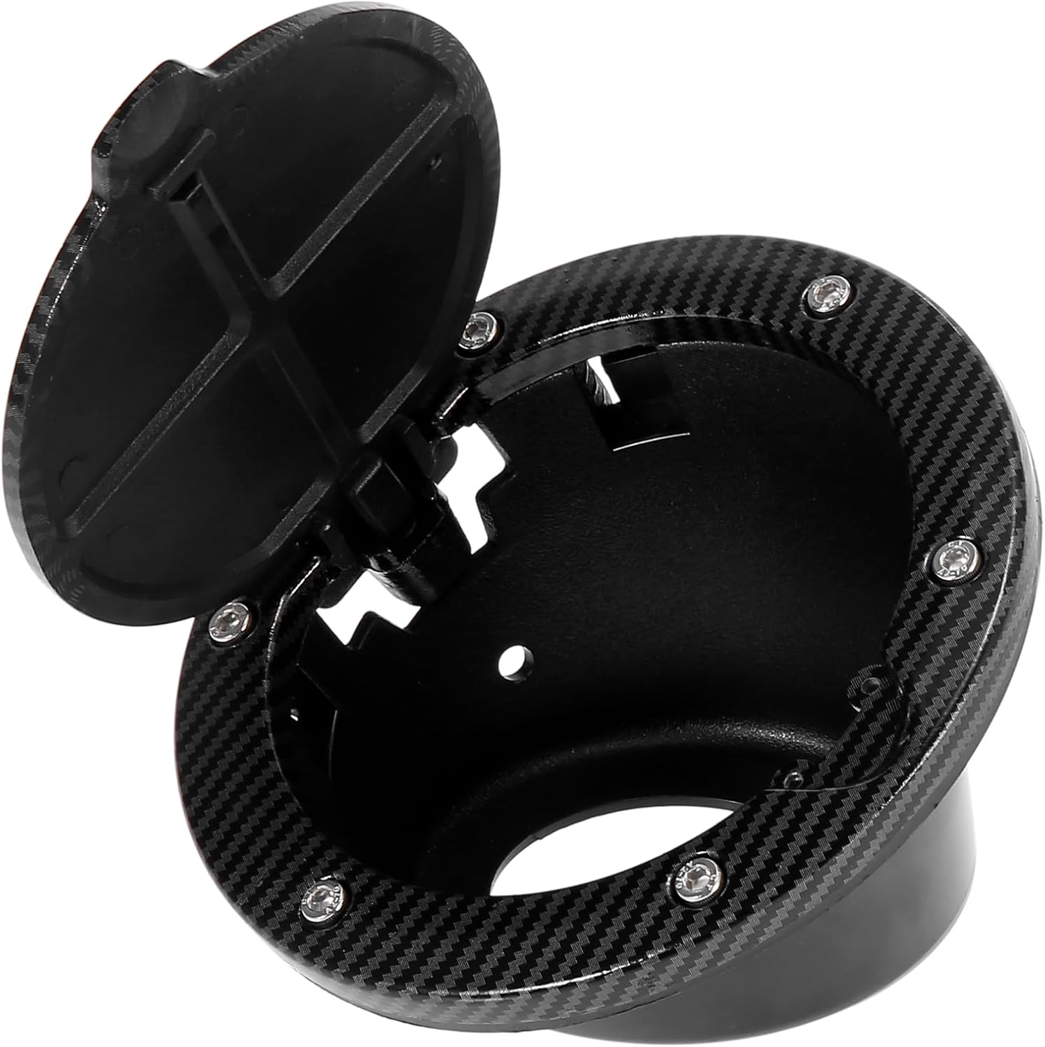 X AUTOHAUX Black Car Gas Fuel Filler Door Cover Fuel Tank Cap Carbon Fiber Pattern for Jeep Wrangler JK Unlimited 2007-2018