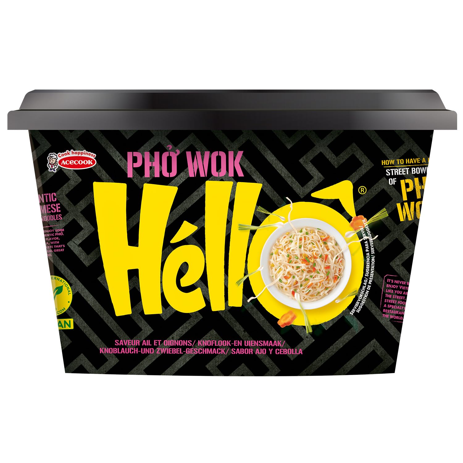 ACECOOK - Fideos instantáneos ajo cebolla Pho Wok Bowl - (1 X 76 G)