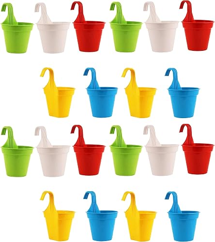 Amazon Brand - Umi Plastic Small Hook Hanging Pot for Balcony, Size - 20.5 x 14.5 x 8.5 cm (Pack of 20, Multicolor)
