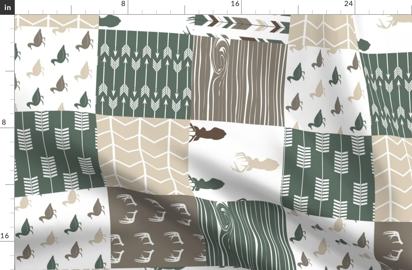 Spoonflower Fabric - Sage Brown Hunting Nursery Wholecloth Trendy Cheater Quilt Rotated Printed on Organic Cotton Sateen Fabric by The Yard - Sewing Quilting Apparel Home Decor