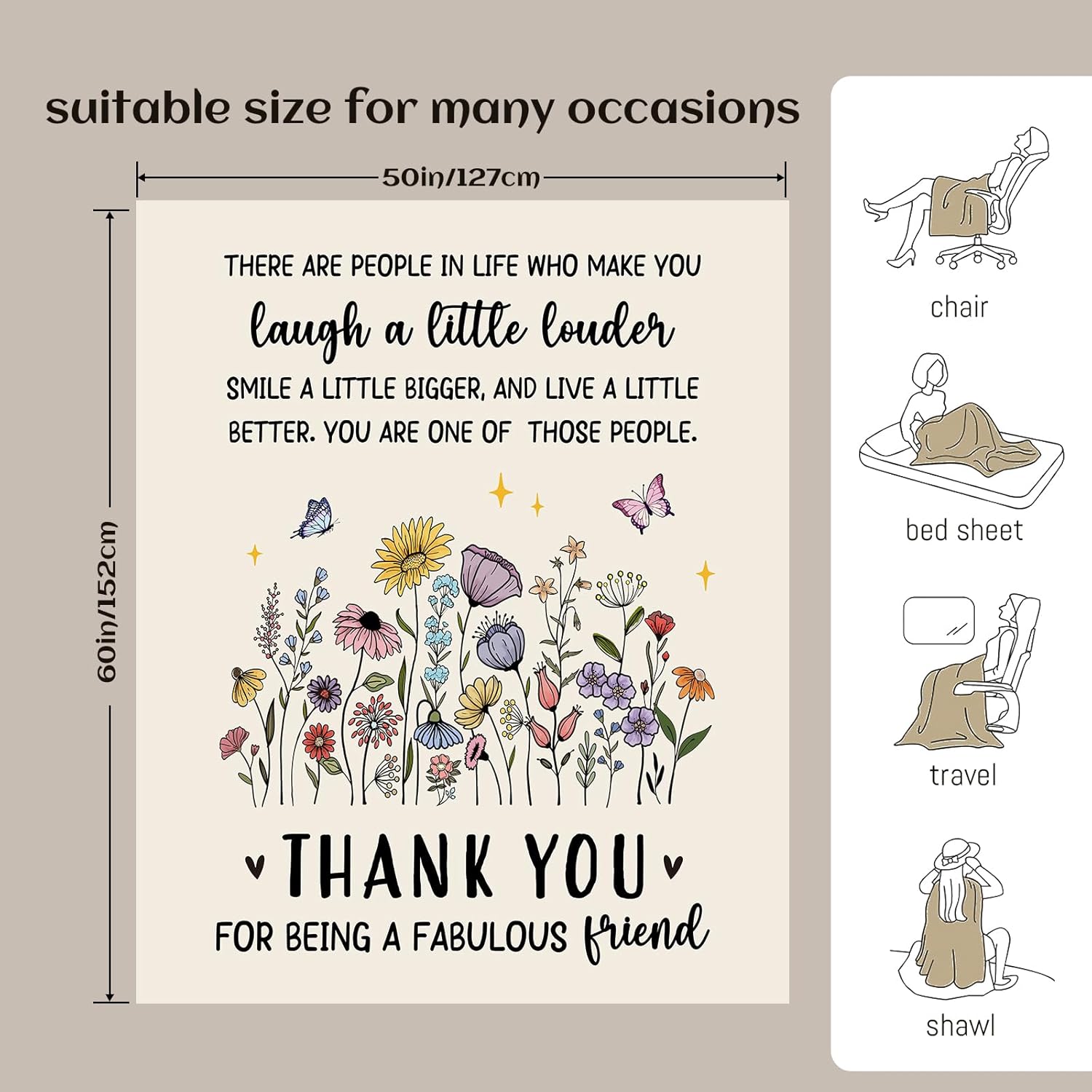 Best Friends Blanket, Best Friend Birthday Gifts for Women, Gifts for Best Friend Woman, Bestie Gift for Women, Friendship Present for Woman 60”x50” Inches - Image 5