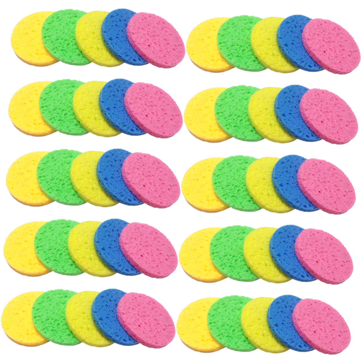 DOITOOL 150pezzi Spugne Per Detersione Viso Cellulosa Spugnette Colorate Per Rimozione Trucco e Pulizia Facciale Per Uso Quotidiano Spessore