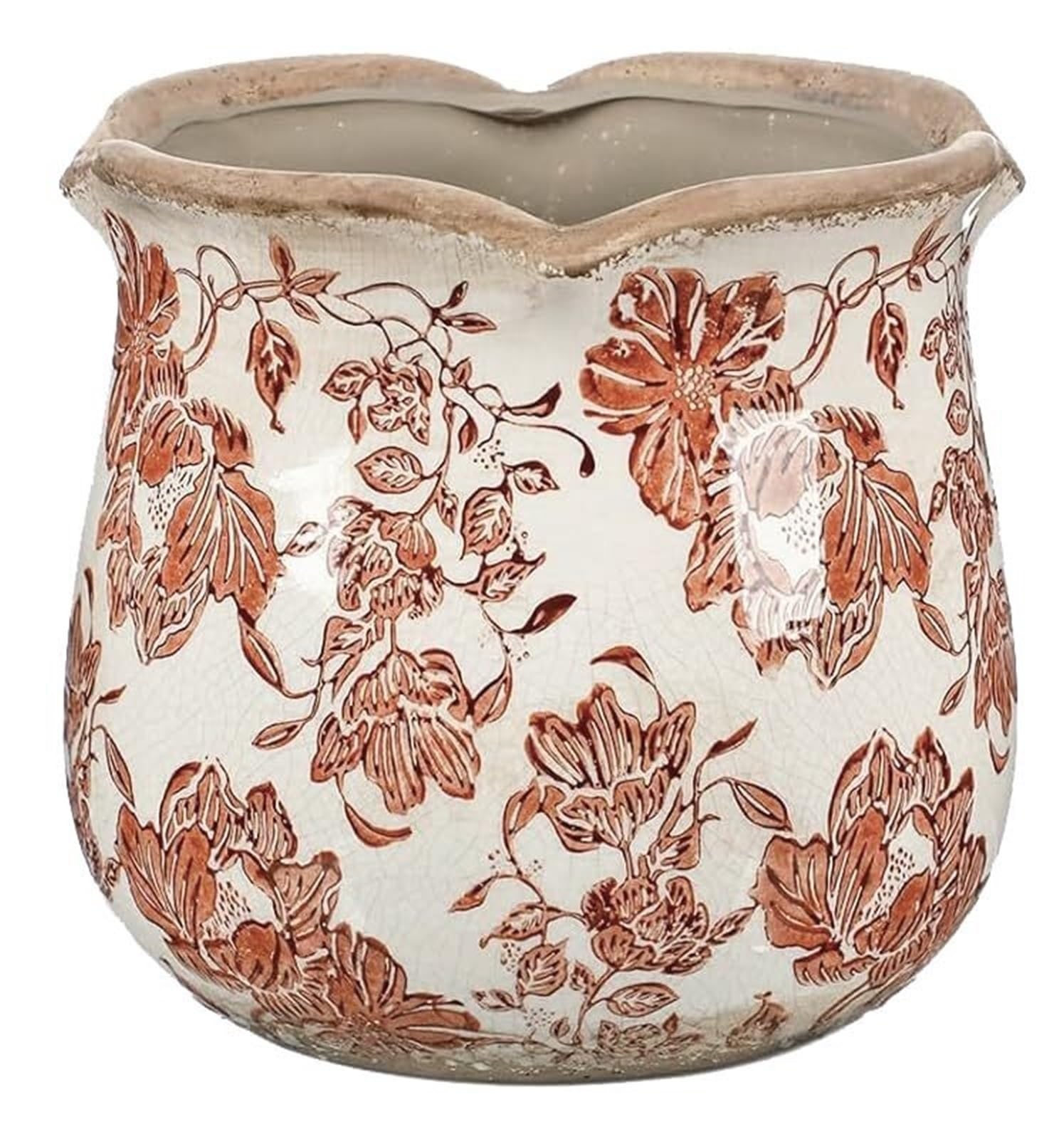 Vintage wazon na kwiaty Vintage ceramiczny wazon na kwiaty pęknięcia lodu kwiatowe granice dekoracje ogrodowe(czerwony)