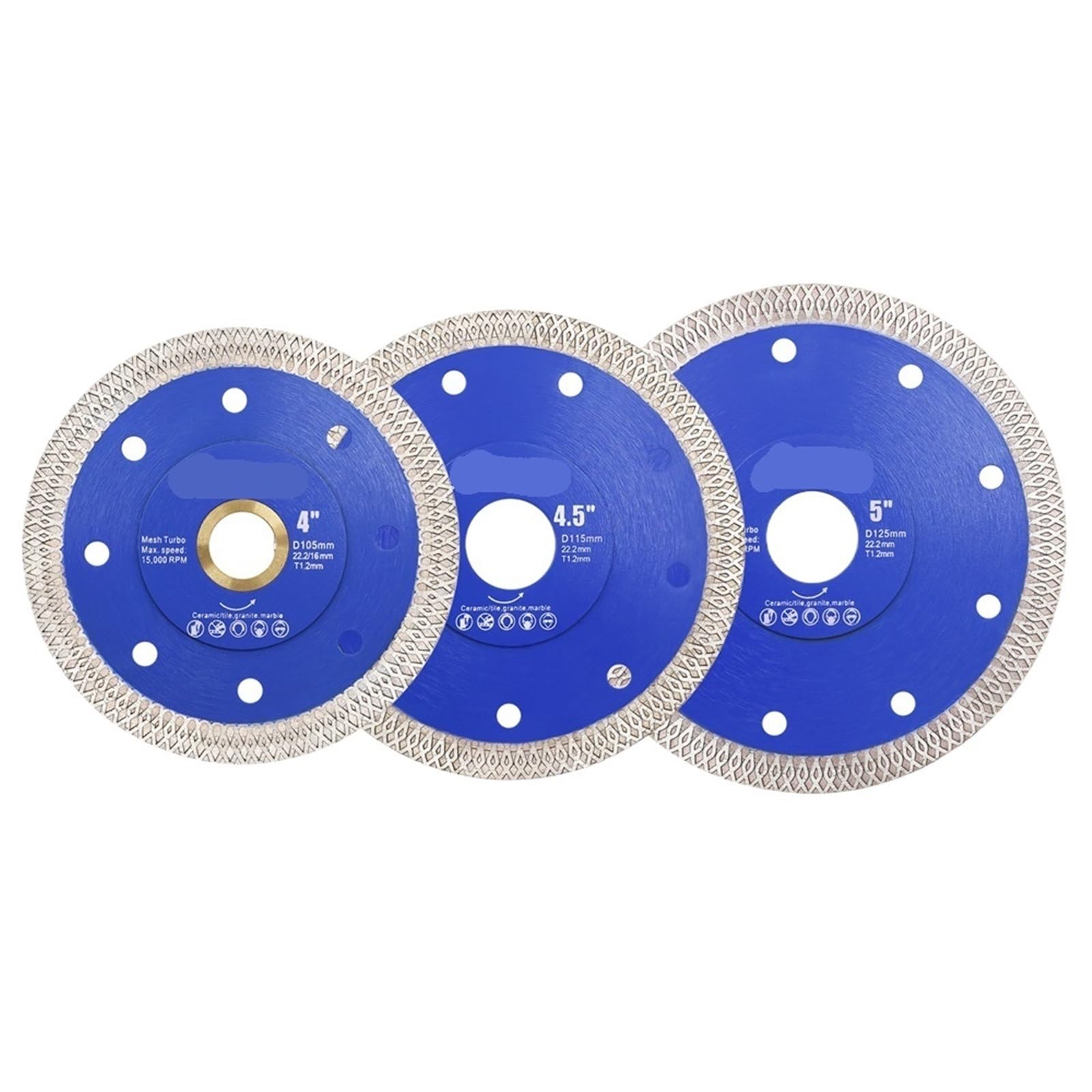 4"/105 mm 4 cale 105 mm 115 mm 5"/125 mm 125 mm tarcza diamentowa Turbo Mesh X do marmuru, ceramiki, porcelany i płytek. (4 cale 105 mm)