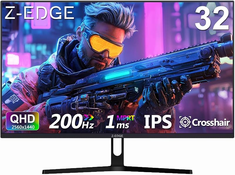 Z-Edge 32 inch IPS Gaming Monitor, QHD 1440P 200Hz 165Hz Computer Screen | PC Monitor 1440P with MPRT 1ms, FreeSync, 16.7M Colors, 1200:1 Contrast, UG32 Fast IPS Ultra Slim Bezel, DP x2, HDMI x2