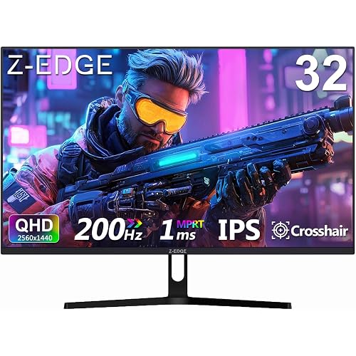 Z-Edge 32 inch IPS Gaming Monitor, QHD 1440P 200Hz 165Hz Computer Monitor | PC Monitor 1440P with MPRT 1ms, FreeSync, 16.7M Colors, 1200:1 Contrast, UG32 Fast IPS Ultra Slim Bezel, DP x2, HDMI x2