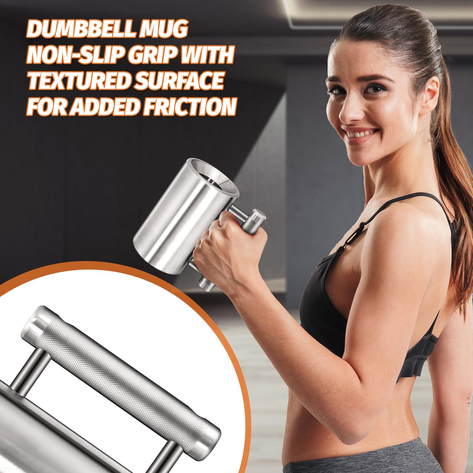 6kg 13.2lb Heavy Coffee Mug Challenge 304 Edelstahl Hantel Tassen Silber Übergewicht Sport Wassertasse für Fitness Training Arm Streich Prank Geschenk Home Gym Workout Equipment 100ml 3.4oz