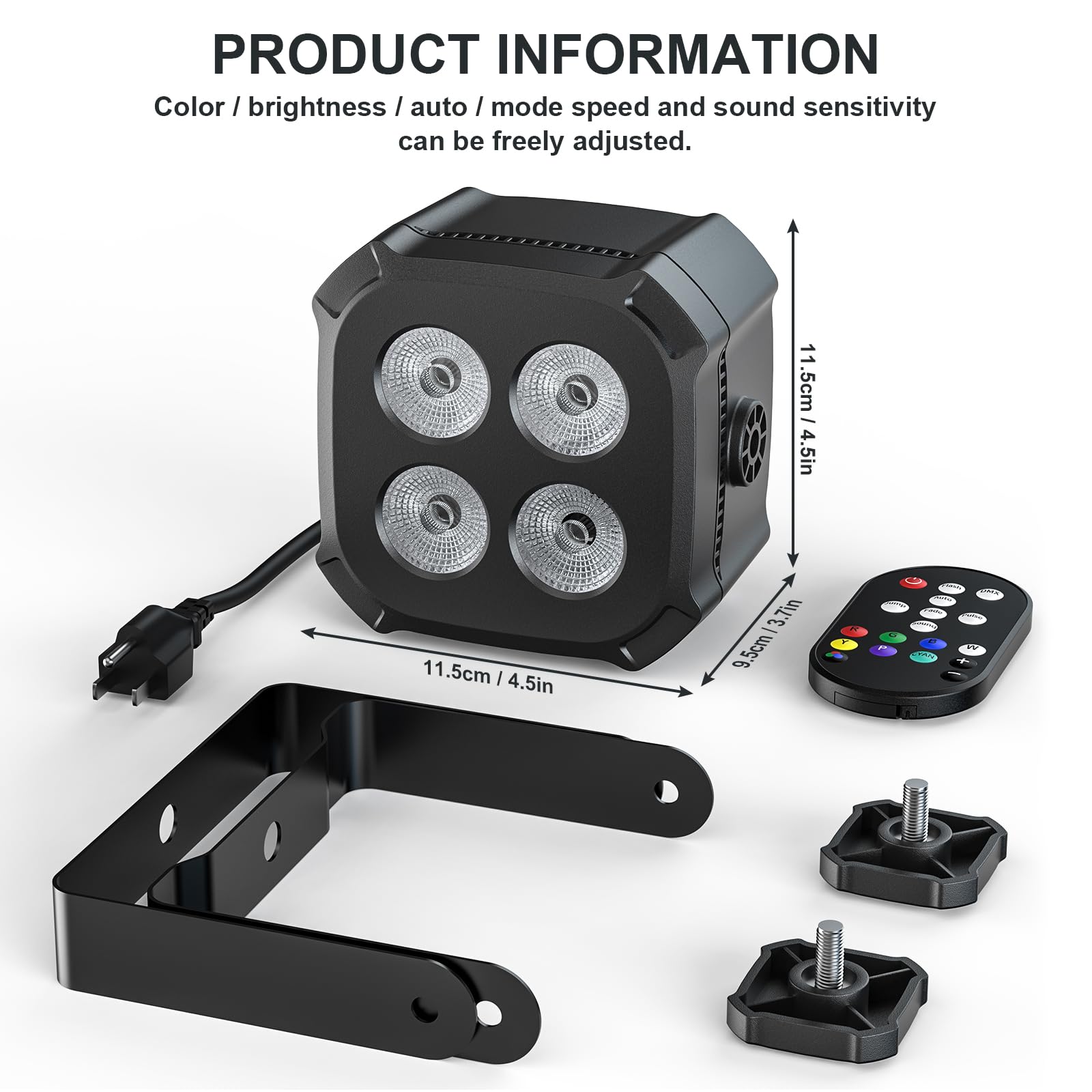 4er-Set 40W RGBW 4-in-1 LED-Par-Minischeinwerfer mit Fernbedienung, Soundsteuerung DMX-4/8-Kanal-Bühnenlichter für DJ, disco, Zuhause, Partys, Halloween, Weihnachten